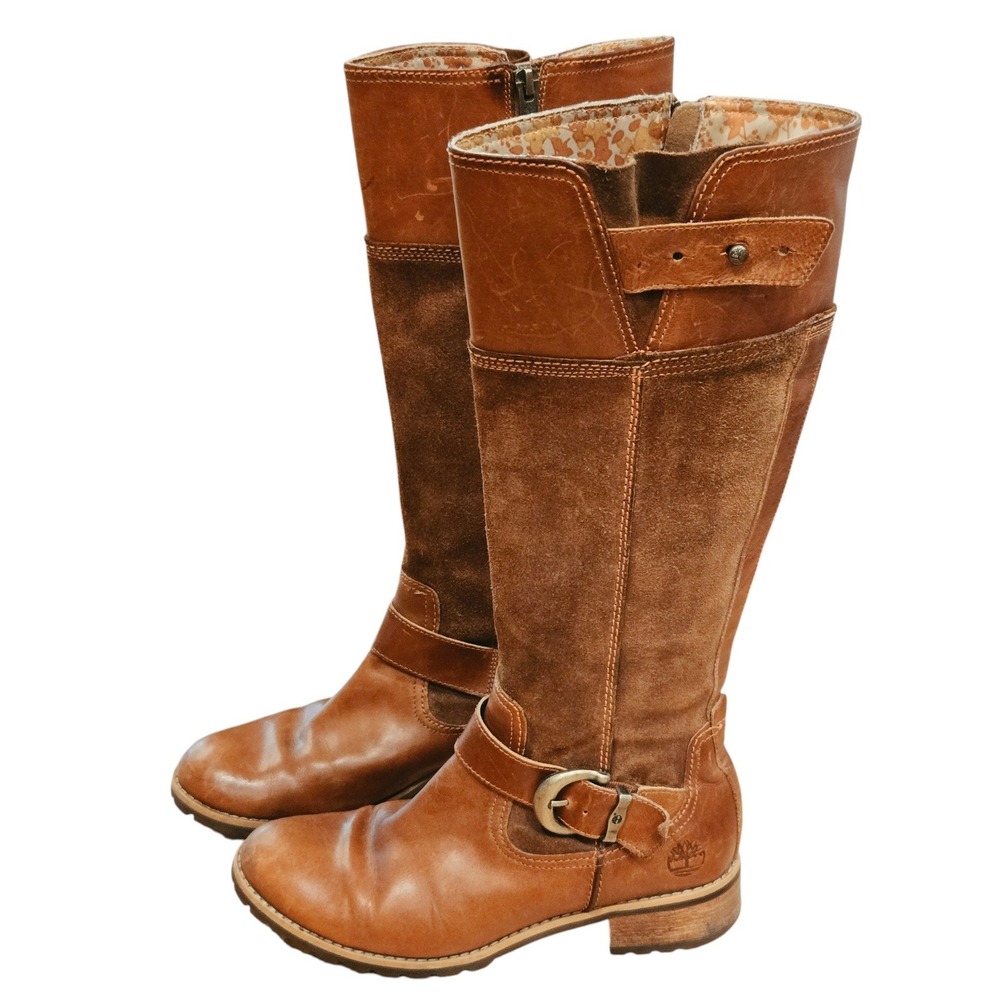 Timberland Earthkeepers Bethel Buckle Riding Boots 7 Brown Leather Suede 26639
